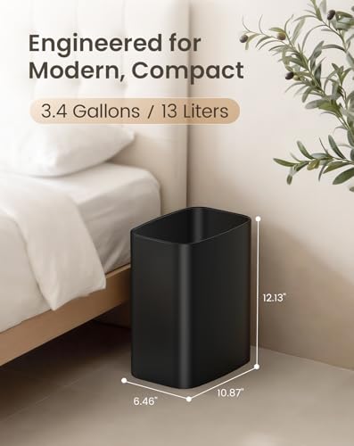 Cesun Black 3.4 Gallon Small Bathroom Trash Can, Under Sink Wastebasket