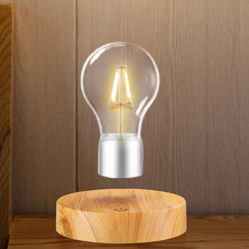 Floating Light Bulb Lamp, Magnetic Levitating Rotating Bulb Lamps, Levitating Wireless LED Bulb Desk Lamp Night Lights for Room D?cor, Cool Gifts for Christmas, New Year, Birthday