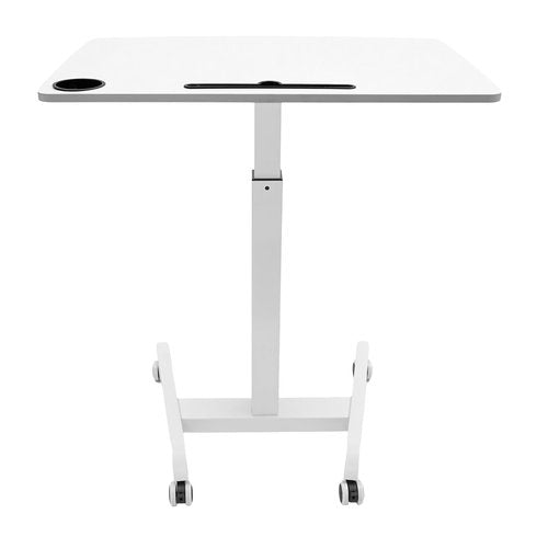 Mobile Standing Desk, Computer Desk Mobile Laptop Table with Wheels Height Adjustable Workstation Cart 22"D x 31.5"W x 44.25"H Portable Desktop for Home, Office, or Classroom (White)