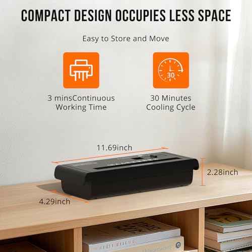 Small Paper Shredder for Home, 6 Sheet Strip Cut Paper Shredder Without Basket,Portable Shredder Extendable Arm Design with Overheat Protection for Home Office