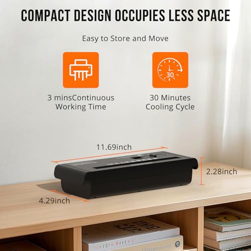 Suntiko 6-Sheet Strip Cut Paper Shredder Portable Black 11.69 x 4.29 x 2.28 inches