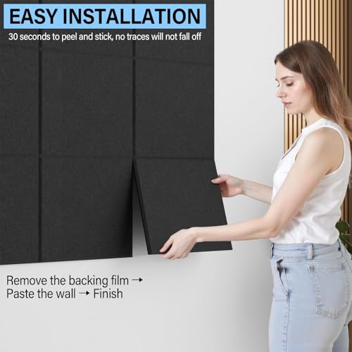 Large Cork Boards for Walls ? 48 x 36 Self Adhesive Felt Wall Tiles, Ideal for Office Black Bulletin Board, Easy to Install Pin Board Photo Board