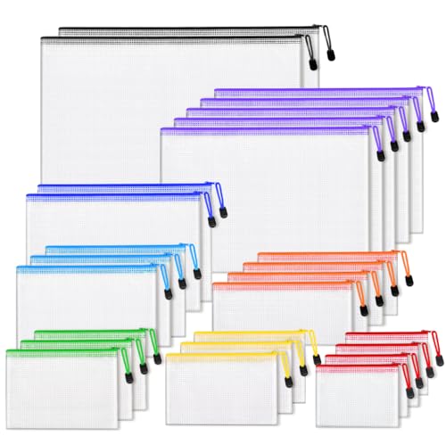26pcs Mesh Zipper Pouch Bags - 8 Sizes Reusable Waterproof Storage Organizer