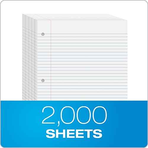 Oxford Loose Leaf Paper, 2000 Sheets, College Rule Filler Notebook Paper, 8-1/2" x 11", 3-Hole Punched Fits 3-Ring Binders, 4 packs of 500 (62331)
