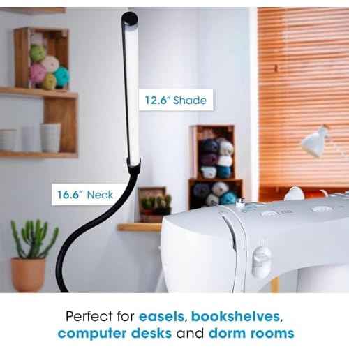 OttLite Clip-On LED Easel Lamp with ClearSun LED Technology - Sturdy Clip Light with On/Off Switch Cord - Adjustable & Flexible Neck for Precise Lighting, Piano, Computer Desks, Shelves & Tables