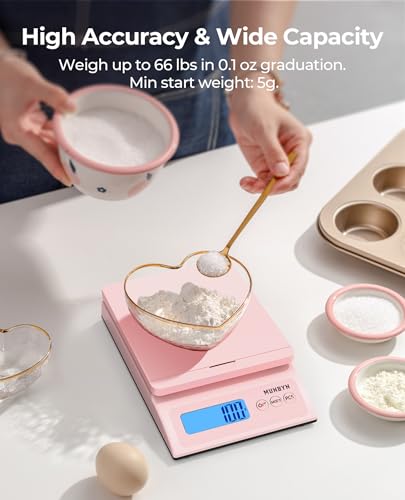 MUNBYN Pink Digital Postal Scale 66lb/0.1oz Compact & Accurate