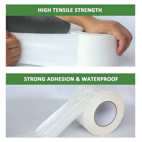 Vapor Barrier Tape 3" x 180', 9Mil White Polyethylene Tape for Crawl Spaces & Moisture Barriers, Waterproof & Seam Tape for Underlayment, Insulation, and Plastic Liners