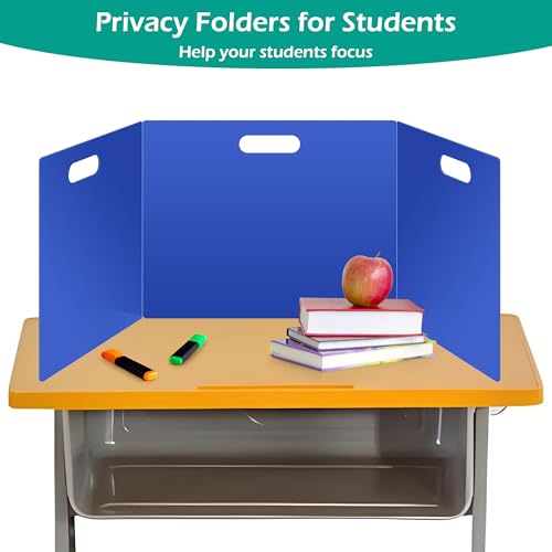16 Pcs Privacy Folders for Students Waterproof Privacy Shields for Student Desks Divider Easy to Clean Testing Dividers for Classroom Includes Extra Blank Labels