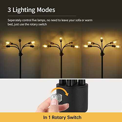 Floor Lamp, Industrial Floor Lamps for Living Room,Tree Standing Lamp,3 Way Switch,Modern Stand up Lamp for Bedroom Office Farmhouse