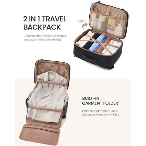 LOVEVOOK Travel Backpack for Women Men with Garment Bag, 40L Carry on Backpack as TSA Personal Item Flight Approved, Luggage Daypack Fits 17.3" Laptop, Overnight Business Weekender Travel Essential
