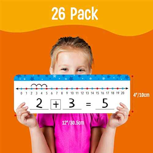 26 Packs Number Line Dry Erase Boards Cards, Double Sided Writable and Erasable Board-0-10 on One Side & 0-20 on Other Side Math White Board for Kids, Students, Classroom and Home (12¡± x 4¡±)
