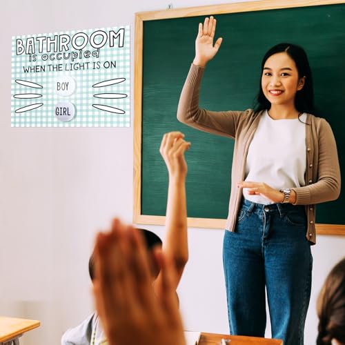 Classroom Bathroom Pass System with LED Occupied Lights & Poster for Teachers