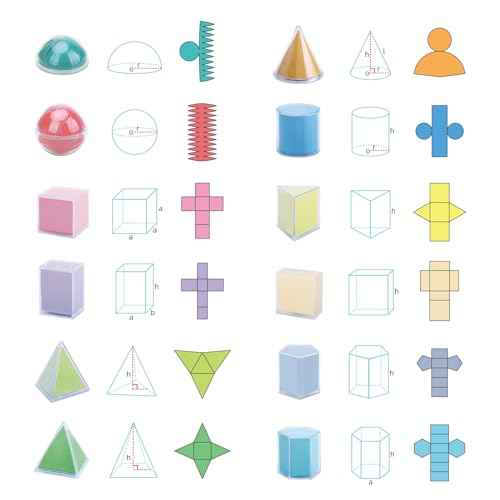 3D Shapes Math Manipulatives | Geometric Shapes for Classroom | 3D Shapes for Teaching | Homeschool Supplies | Teaching Aids | Math Games | 2D & 3D Geometric Solids ? 12 Shapes (1.96") & 12 2D Nets