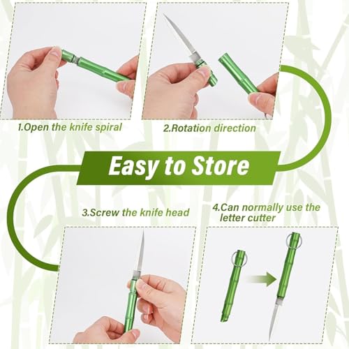FENNIDICE Bamboo-Inspired Letter Opener with Detachable Steel Blade Portable Envelope Cutter