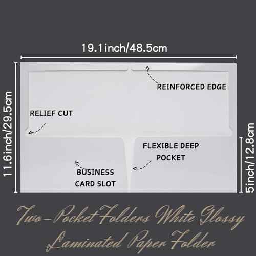Two-Pocket Folders White Glossy Laminated Paper Folder, Letter Size Folders with Pockets, Holds 100 Sheets, Box of 95