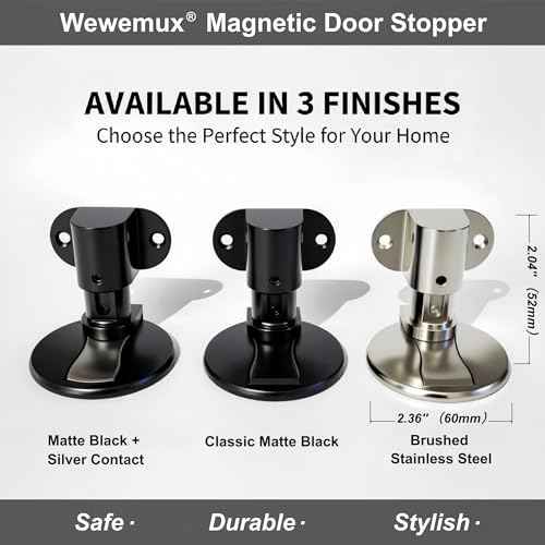 4 Pack Magnetic Door Stopper ? Upgraded with Nail-Free Glue, Adjustable Magnet Door Stop for Bottom of Door, Floor Mount Magnetic Door Holder Catch No Drilling (Silver)