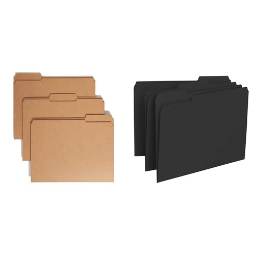 Smead File Folders with Reinforced Tabs, Letter Size, 100 per Box + Smead Interior File Folders, Letter Size, Black, 100 per Box