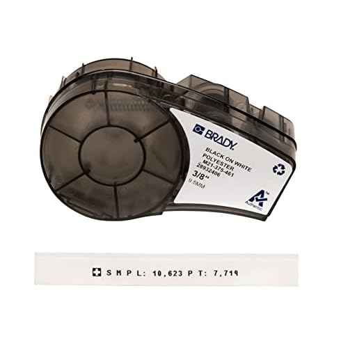 Brady Authentic (M21-375-461) Extreme-Temp Resistant Label for Lab, Equipment, and Asset Tracking Labeling, Black on White- For M210, M210-LAB, M211, BMP21-PLUS and BMP21-LAB Printers, .375" W 21' L