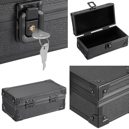 Hipiwe Small Black Aluminum Lockable Cash Box – 6.9 x 3.3 x 2.9 in