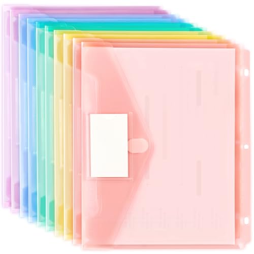 Forvencer Binder Pocket 10 Pack - Super Heavyweight Plastic Folder Set, Multi-Color