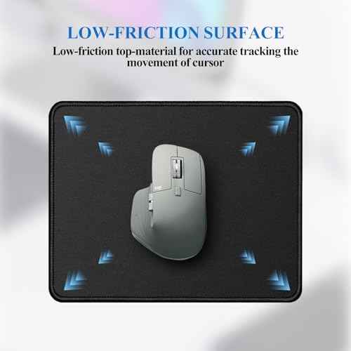 Mouse Pads, 3 PCS, Black Standard Mouse Pads, Office and Gaming,Stitched Edges, Rubber Anti Slip Base Mouse pad, Dirt Resistant, Durable, Square, 10.2 inches x 8.3 inches x 0.12 inches