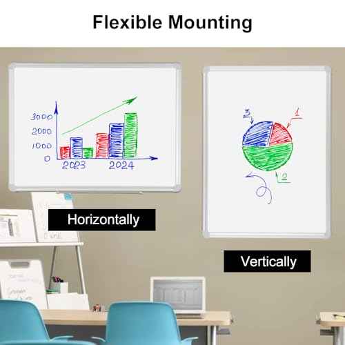 DEVELOP Magnetic White Board Dry Erase, 32 x 44 Inch, Dry Erase Board Aluminum Frame for Wall, Hanging Whiteboard with Detachable Marker Tray for Planning, Kitchen, Memo, School, Home, Office