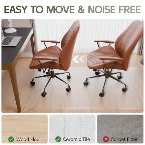 Office Chair Mat for Hardwood Floor, 48" x 30" Transparent Floor Mats Wood/Tile Protection Mat for Office & Home, 0.08" Thick Heavy Duty Desk Chair Mats, Smooth Glide for Rolling Chairs