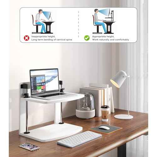 15.6 14 13.3 Inch Laptop Computer Monitor Stand Riser for Reduced Neck Strain, Adjustable Height Desk Shelf Organizer Monitor Riser Stand for PC Monitor Laptop - Withe - Wood Grain, MR01-L