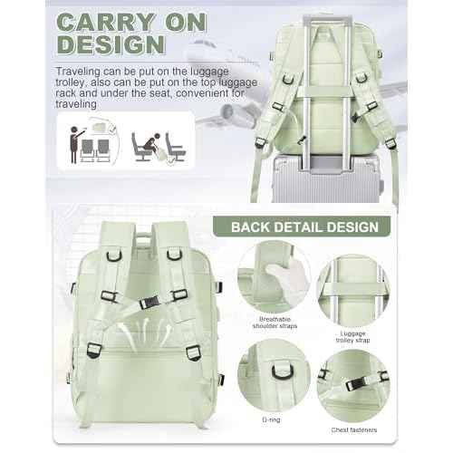 winspansy Large Storage Vacuum Compression Travel Backpack Seal Bags with Pump Clothing 18x14x8 Personal Item Work Carry on Business Vacpack College Laptop Backpack for Women Men Mint green