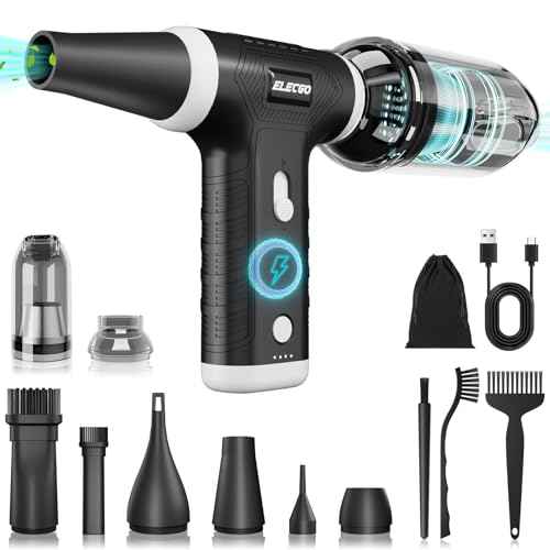 2 in 1 Compressed Air Duster, 150000 RPM Electric Air Duster, Electric Vacuum Cleaner with Brushless Motor, Stepless Speed Adjustable, Highspeed Jet Air Blower for Home, Car, Keyboard, Computer