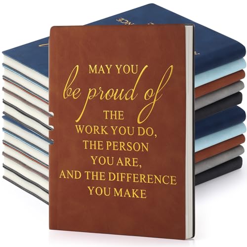 Roowest 20 Pcs Team Gifts for Employees Appreciation Inspirational A5 Leather Notebooks May You Proud of The Work Journals Thank You Notebook for Boss Christmas Nurse Vet Tech Week Volunteer(Novel)