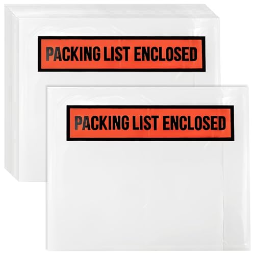4.5'' x 5.5'' Waterproof Packing List Envelopes with Adhesive, 1000 Pack