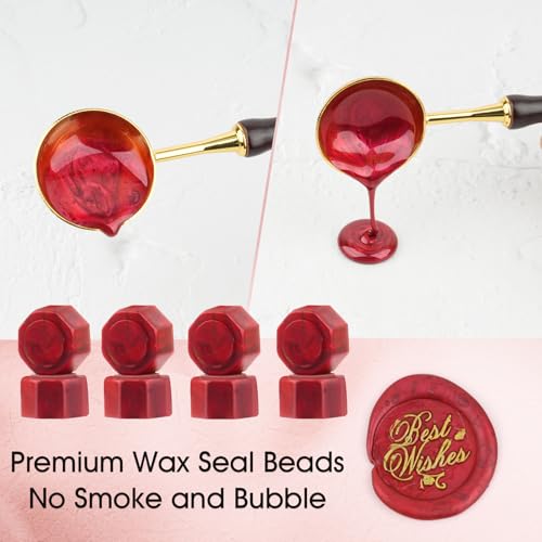 Aottom Wax Seal Kit, 48 Colors 1248 Pcs Sealing Beads with Melting Pot, Spoon, Tea Light Candles, Wax Seal Stamp Kit for Wedding Invitation, Gifts, Envelope, Letter Stamp Sealing and DIY Craft