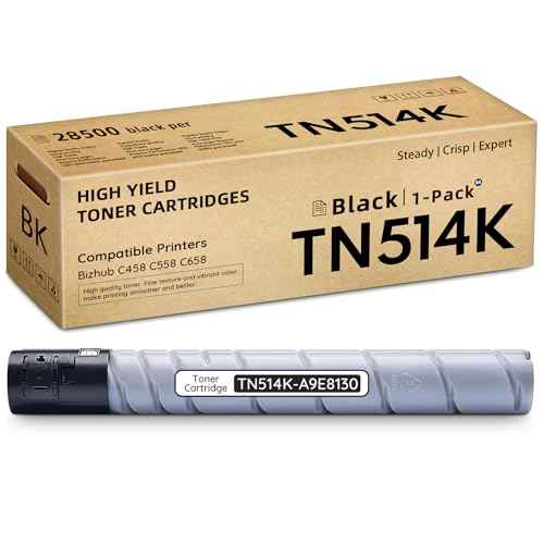 TN514 TN514K High Yield Toner Cartridge Black 1-Pack Replacement for Konica Minolta TN-514K A9E8130 Toner Cartridge Works for Bizhub C458 C558 C658 Printers | Up to 28,500 Pages