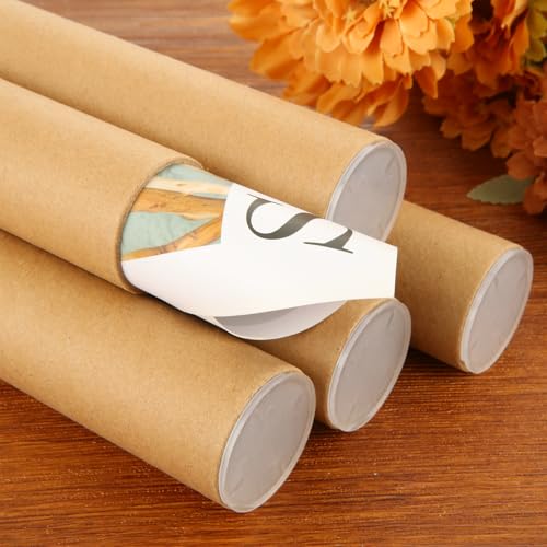 20 Pack Kraft Mailing Tubes 1.5x12 Inches with Caps for Shipping & Art