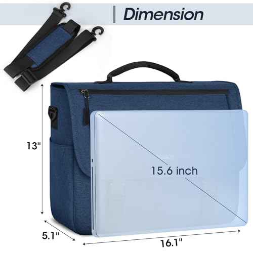 RAINSMORE Messenger Bag for Men Messenger Bag 15.6 Inch Water Resistant Laptop Bag Casual Satchel Bags for Men Large College Computer Bag Office Work Briefcase Fashion Crossbody Shoulder Handbag, Blue