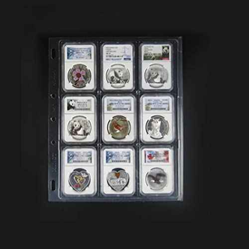 MUDOR 5 Pack Coin Slab Sleeves, 9 Pocket Encap Coin Storage Sheet for PCGS NGC Certified Holder, PVC Free,Suitable for Collection Tokens, Medallions, Badges