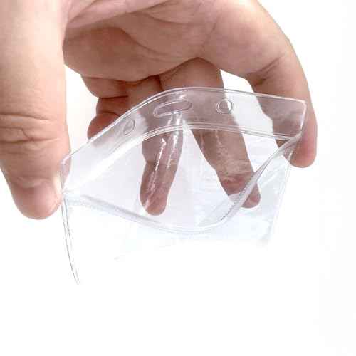 10 Pack Badge Holder ID Card Holder,Waterproof Name Badge Holders, Clear Horizontal Card Badge Holder (3.5x2.4 Inch)
