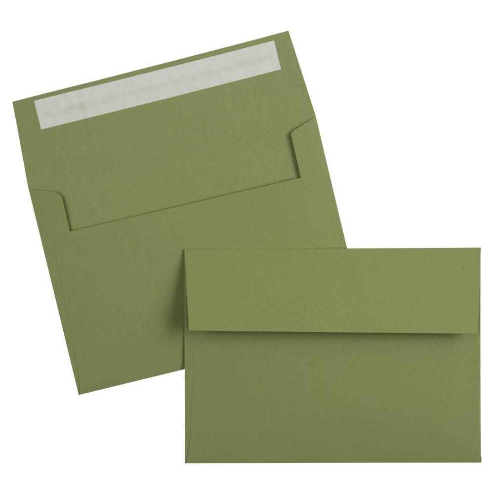 LUXPaper A7 Invitation Envelopes | Peel & Press | 5 1/4" x 7 1/4" | Olive Green | 70lb. Text | 50 Qty