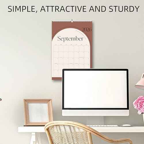 Aesthetic Wall Calendar 2025, 18 Monthly Vertical Calendar July 2025 to December 2026, 14.5" x 10.5" Modern Wall Hanging Calendar for School, Home, Office for Monthly Organizing & Planning (Brown)