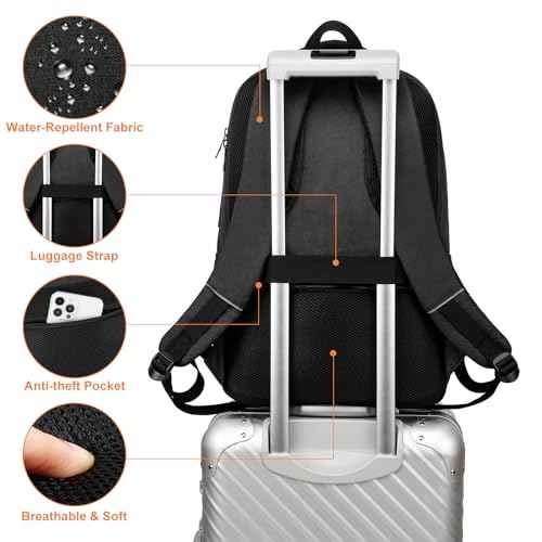 17.3 Inch Laptop Backpack Insulated Cooler Backpack with Lunch Box,Lunch Bookbag for Men Teens Boys School Work Picnic College Travel,Computer Bag Meal Prep with USB Charging Port,Black