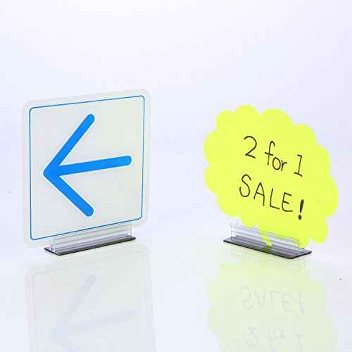 One Sign Holder, Multiple Uses: 1" x 3" 3M Adhesive Base Sign Holders for Counters, Warehouses, and Sneeze Guards (100 Pack)