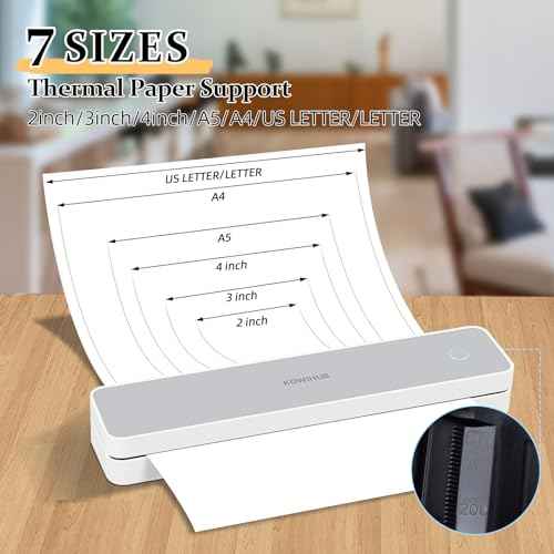 ATOMUS K200 Portable Printers Cordless Bluetooth 200DPI Thermal Printer Support 8.5" X 11" US Letter Compatible with iOS Android Phone PC Laptop with 10pcs A4 Thermal Paper (K200)
