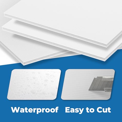 24¡¿36¡¯¡¯ White Poster Board, 3/16 Inches Thick Corrugated Plastic Board, Large Blank Board for Sign, School Projects,Craft,Art, 4 Pack