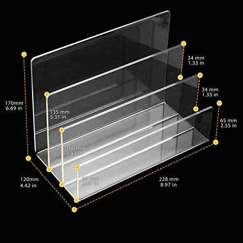 Crystal Clear Acrylic Desktop File Sorter Thick Cast Holder for Document Paper Letter Book Envelope Laptop Eyeshadow Makeup Palette office File Organizer Stand Rack on Office Desktop