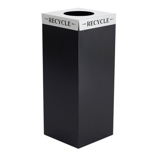 Safco 2990RE Square-Fecta Recycling Receptacle Lid, Recycle (for use with Public Square Base Sold Separately), Silver