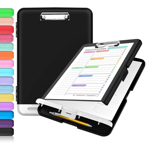 Black Sooez Clipboard with Storage & Pen Holder - High Capacity Letter & A4 Organizer