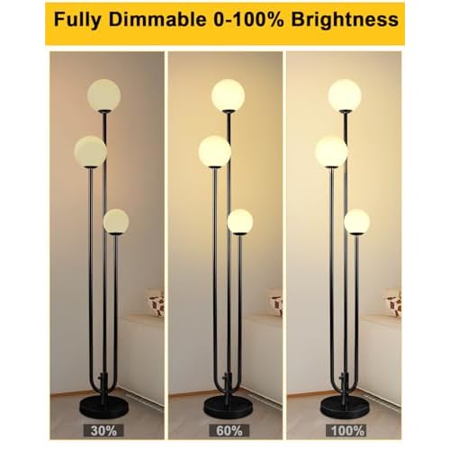 63IN 3-Light Dimmable Floor Lamp, Unique Candle Holder Style Black Tall Standing Lamps with 3000K G9 Bulbs for Reading, Mid Century Modern Floor Lamp for Living Room Bedroom Office