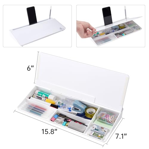 TSJ OFFICE White Desktop Glass Whiteboard with Drawer & Accessories - Small