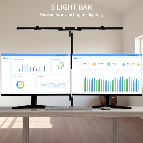 Architect Desk Lamp with 5 Light Bars for Home Office, 32.5Inch Long Led Desk Light with Clamp, 24W Tall Foldable Computer Lamp with Swing Arm, Bright Table Light for Desktop Working Drafting